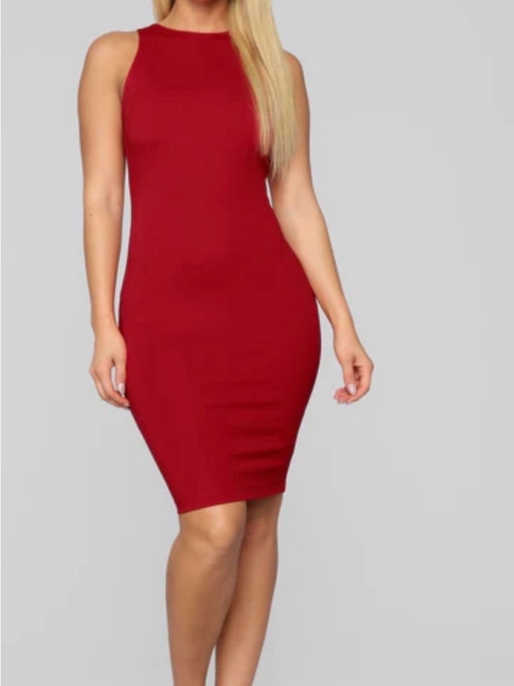 Sleeveless Bodycon Dress in Deep Red - Classic Femme
